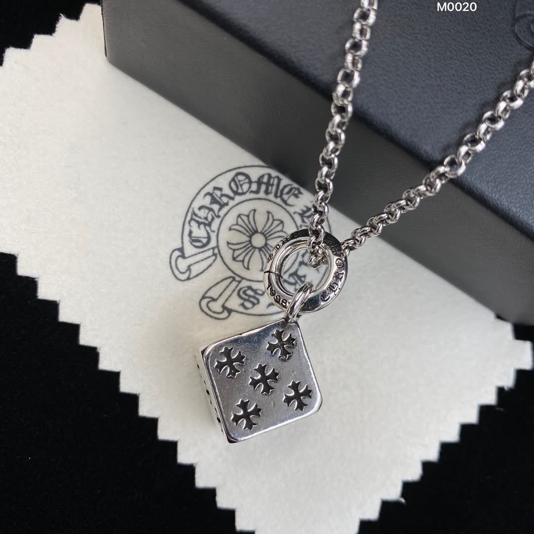 Chrome Hearts Sterling Silver Necklace with Logo Pendant